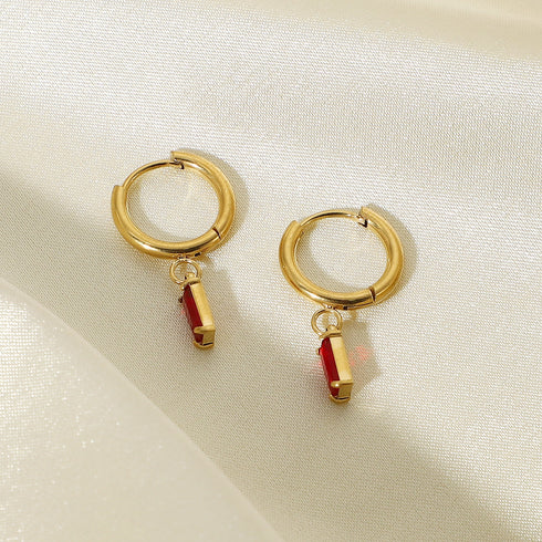 Fyrkantig Hoops Örhängen med Färgglad Cubic Zircon